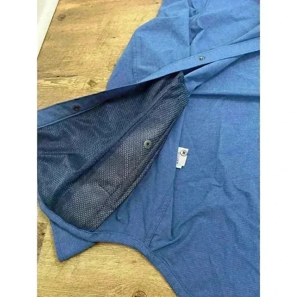 Tommy Bahama Island Zone Men's XL Button Snap Long Sleeve Polo Blue Pockets EUC - Picture 6 of 12